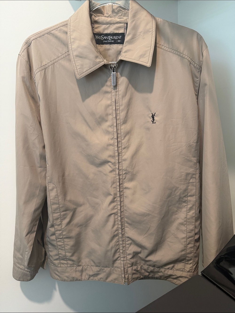Yves Saint Laurent Men’s Tan Zip-Front Lightweight Jacket